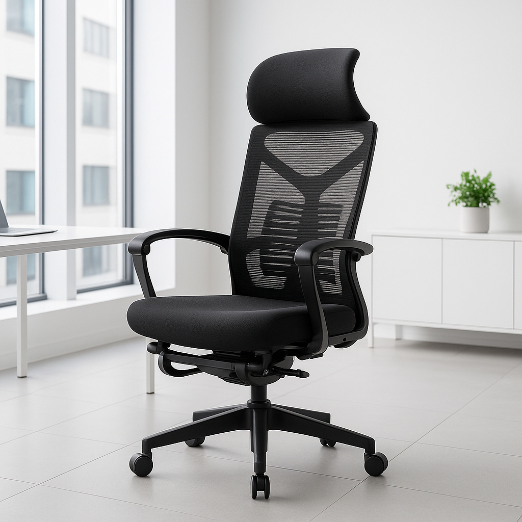 Silla Ejecutiva S81 Con Descansa Pies Mesh Y Tela Estructura Color negro