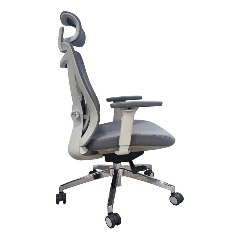 Silla Ejecutiva H8 Mesh Y Tela Gris Base Cromada