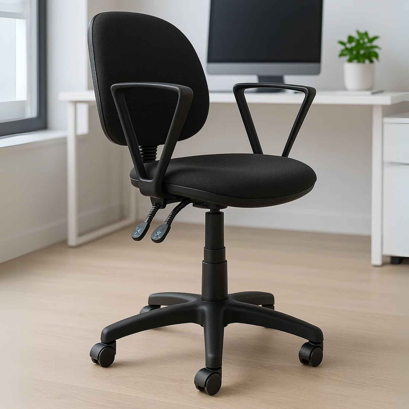 Silla Operativa Tiempo 3502 Tela con Brazos Fijos y Respaldo Bajo - Ergonomik pieza OFIK