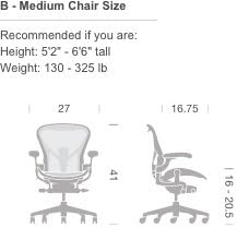 Herman Miller Aeron Chair Talla B, Graphite