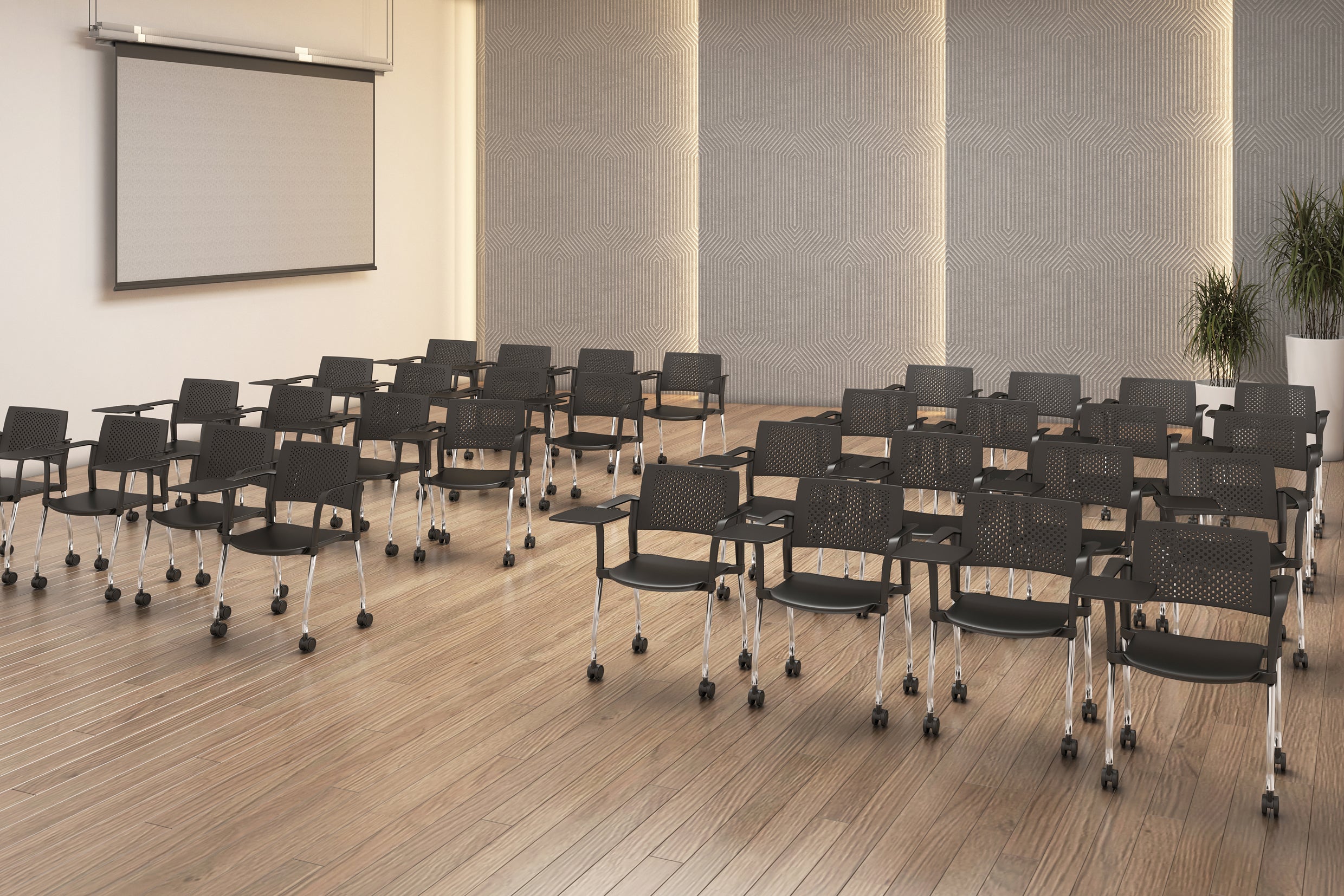 Detalle de las llantas para movilidad del Escritorio Kyos