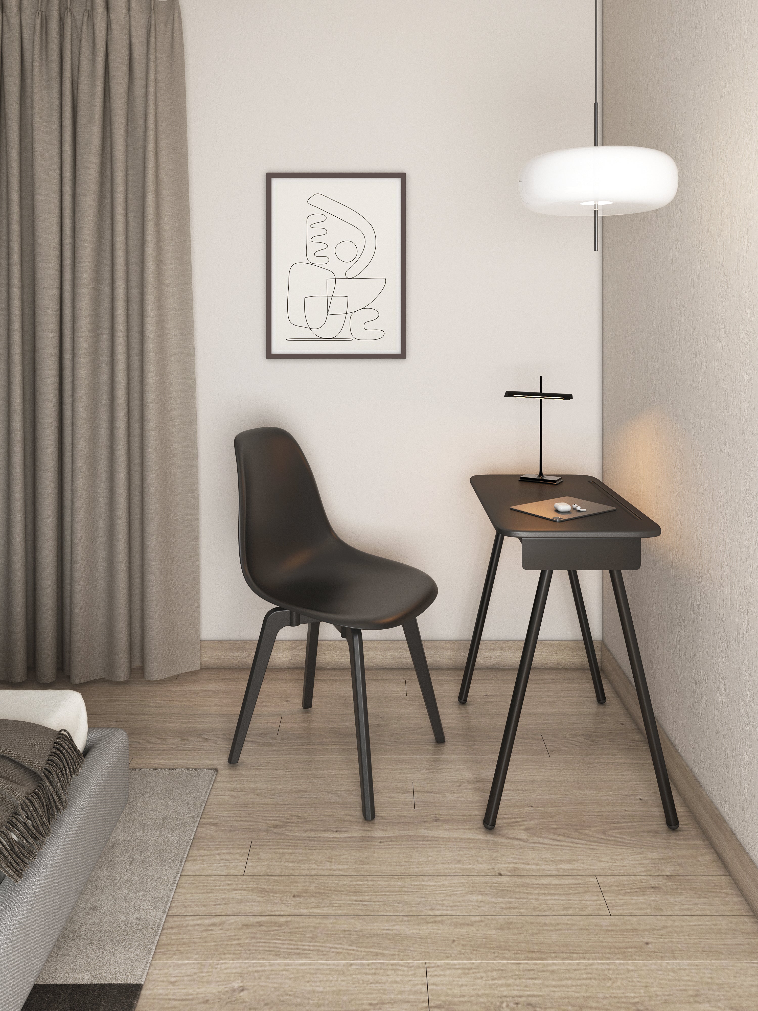 Vista lateral de Mesa Quick 3 piezas