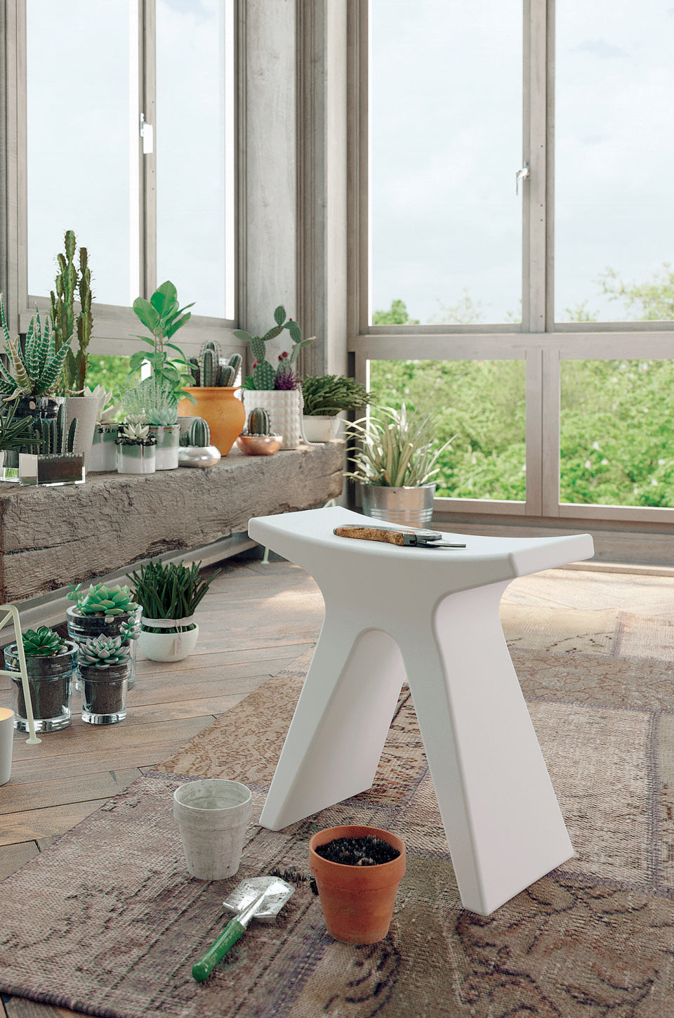 Banco Pigreco como taburete decorativo