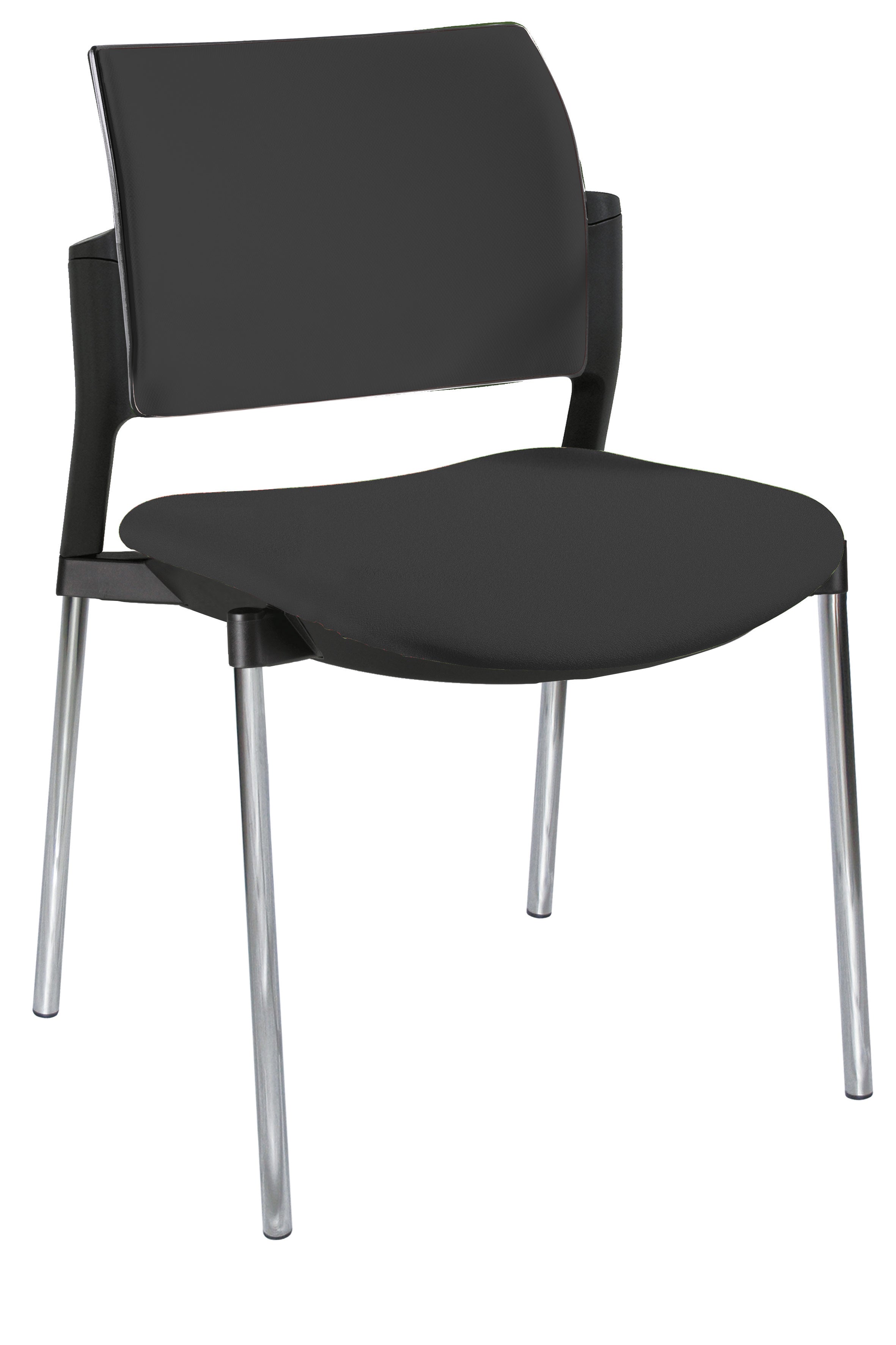Silla de oficina tapizada en negro con soporte lumbar