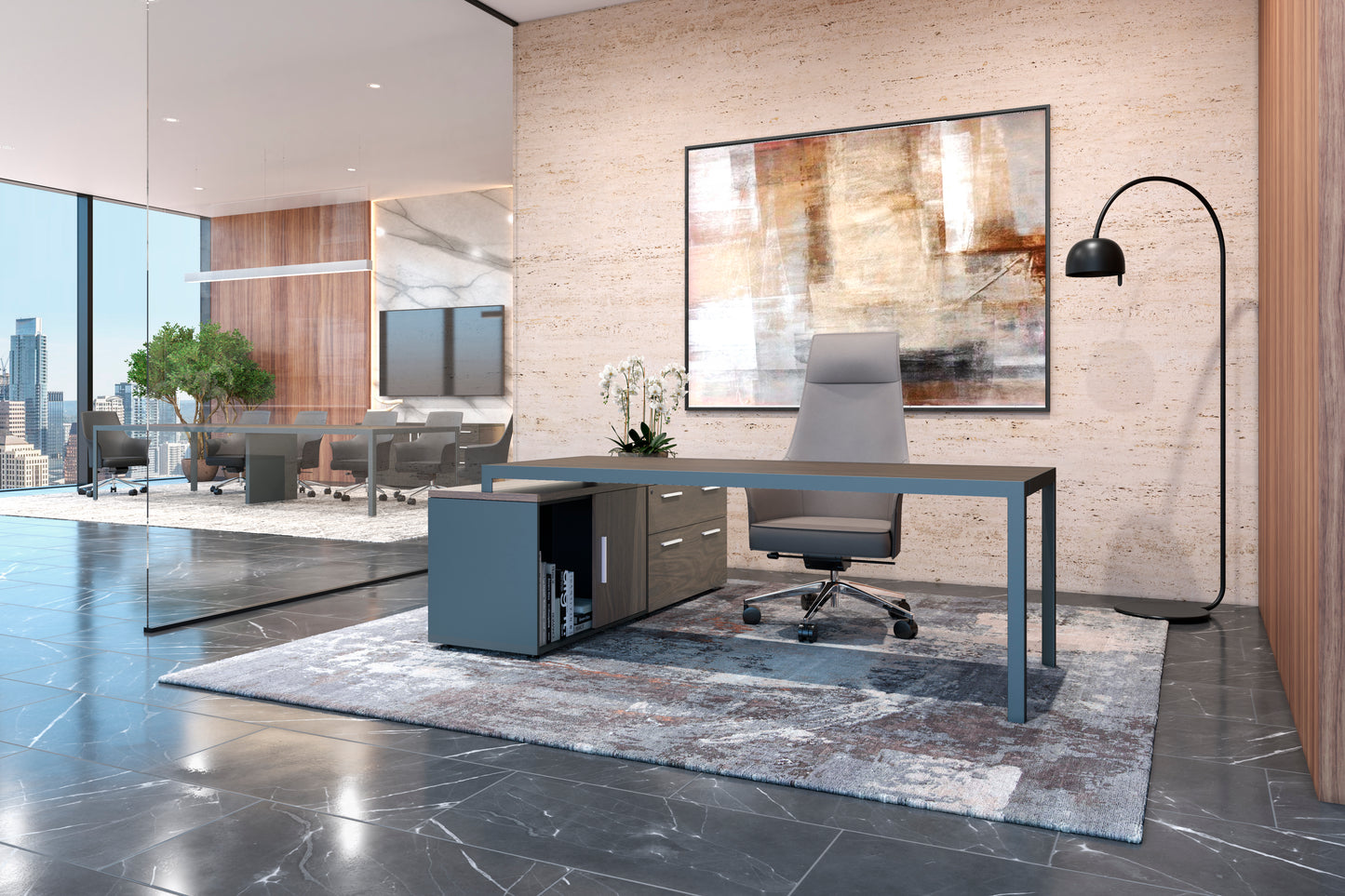 Escritorio Studio Ejecutivo con Credenza Melamina