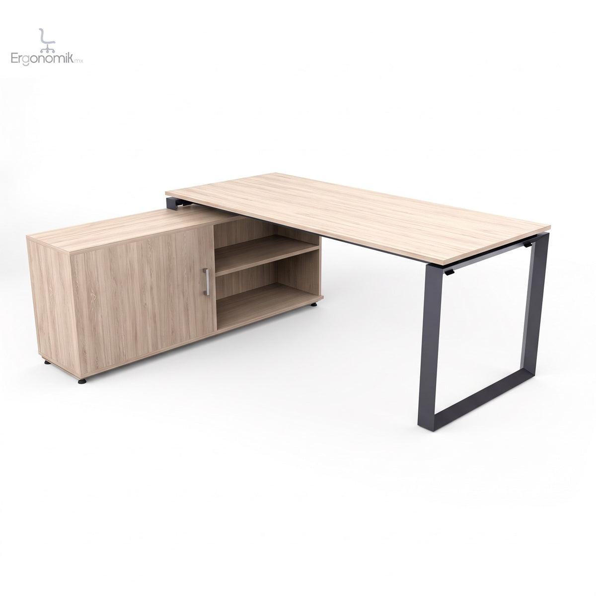 Escritorio Tri Sobre Credenza 180 X 80 completo (escritorio sobre credenza) - estructura Grafito, color RobleMerida