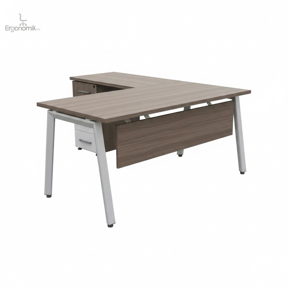 Conjunto Operativo Alpha en L con pantalla - Ergonomik Escritorio Office Class