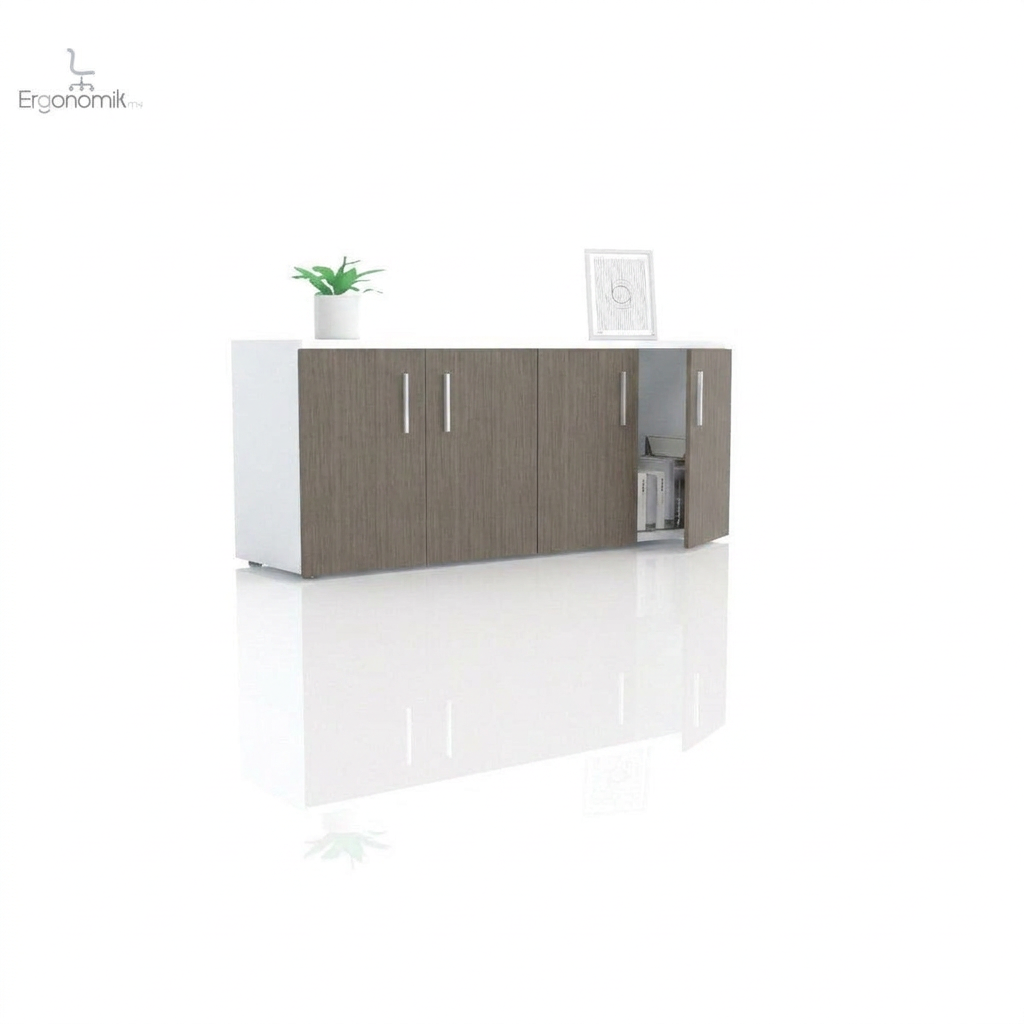 Credenza de 1.80 m con 4 puertas abatibles - Roble eternity