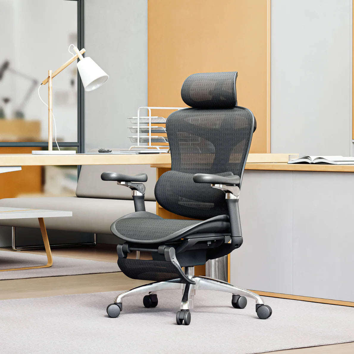 Silla Ejecutiva S3 Mesh Negro perfil lateral