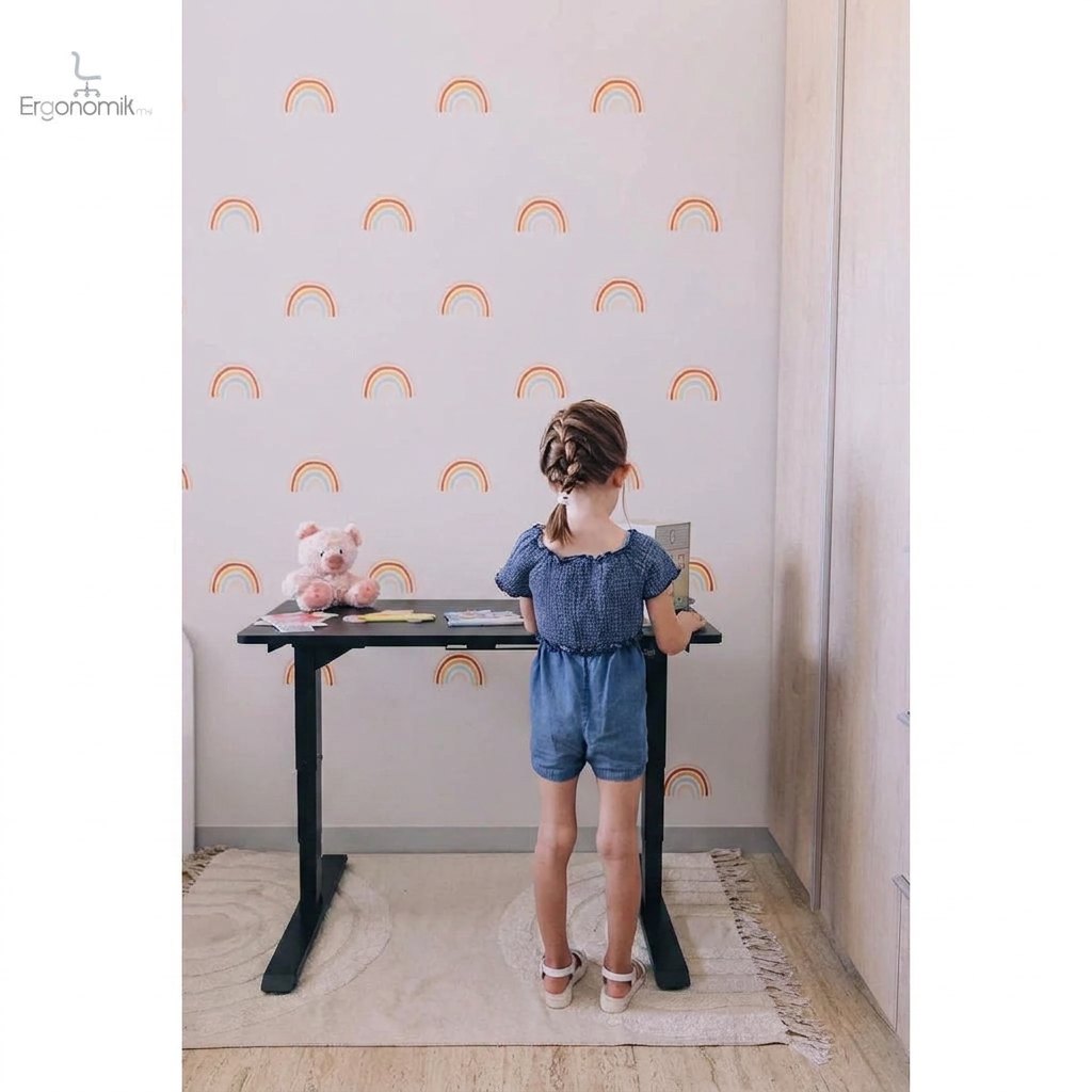 Escritorio de Altura Ajustable Eléctrico | Infantil - Negro / Negro