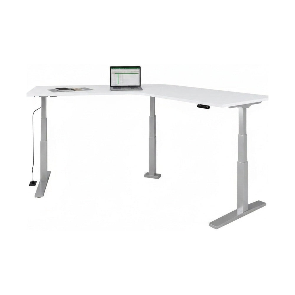 Escritorio Ascend Semi Ejecutivo Bumeran altura ajustable - Silver / Blanco frosty