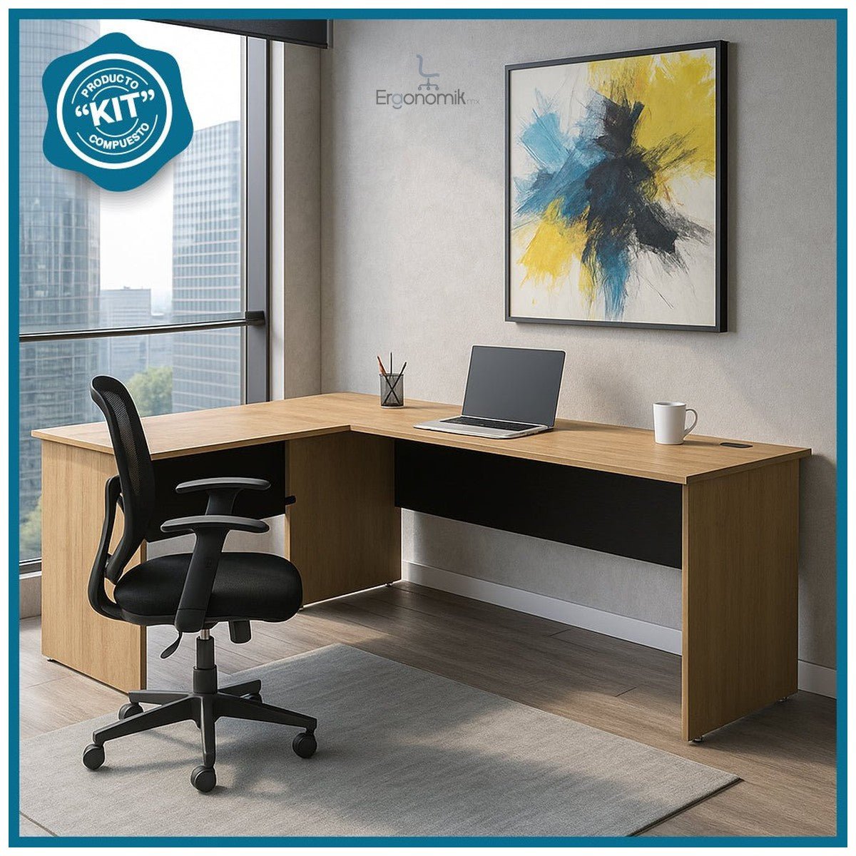 Escritorio en L 180x150cm - Ergonomik escritorio OFIK