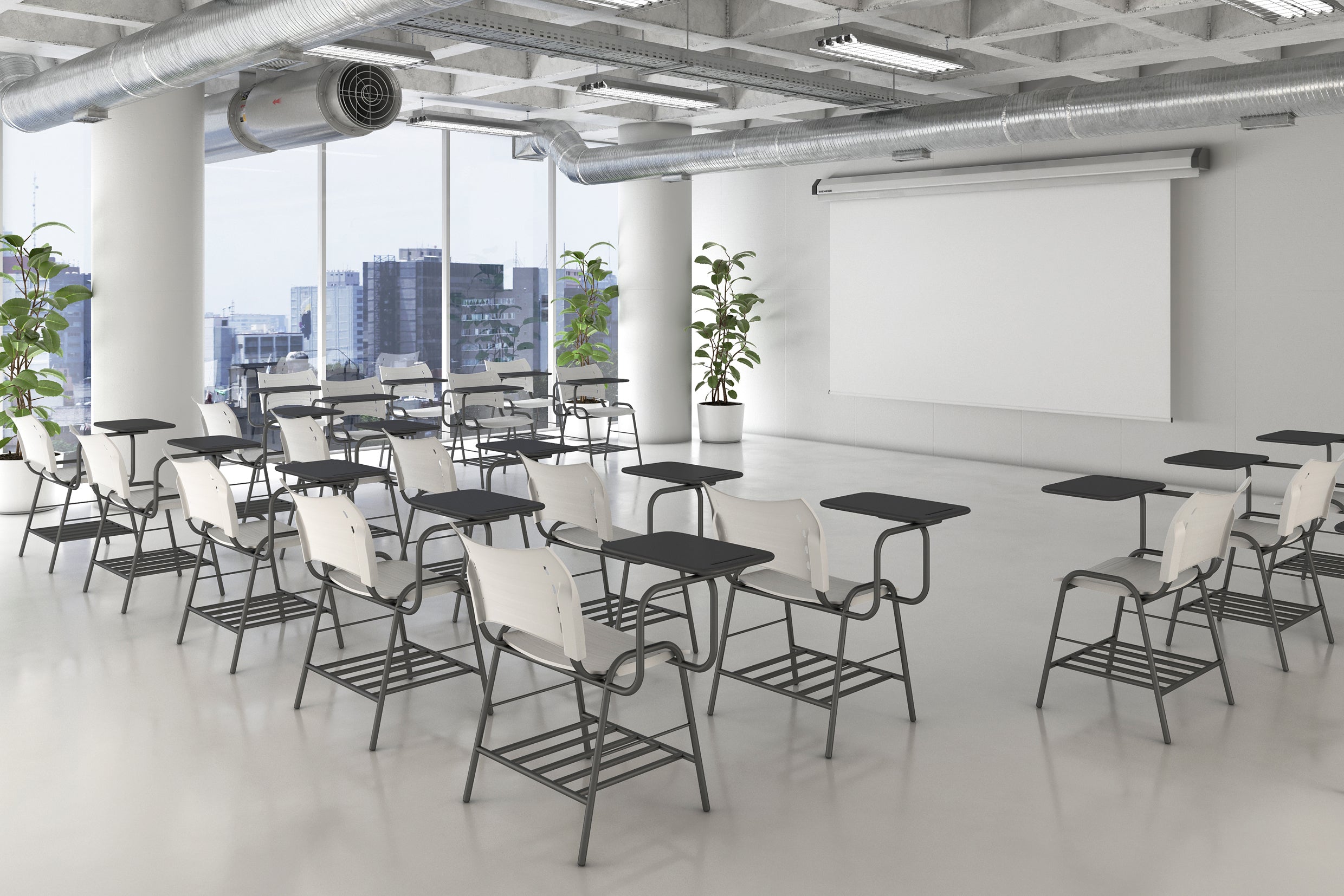 Vista lateral mostrando la estructura resistente del Escritorio Innova