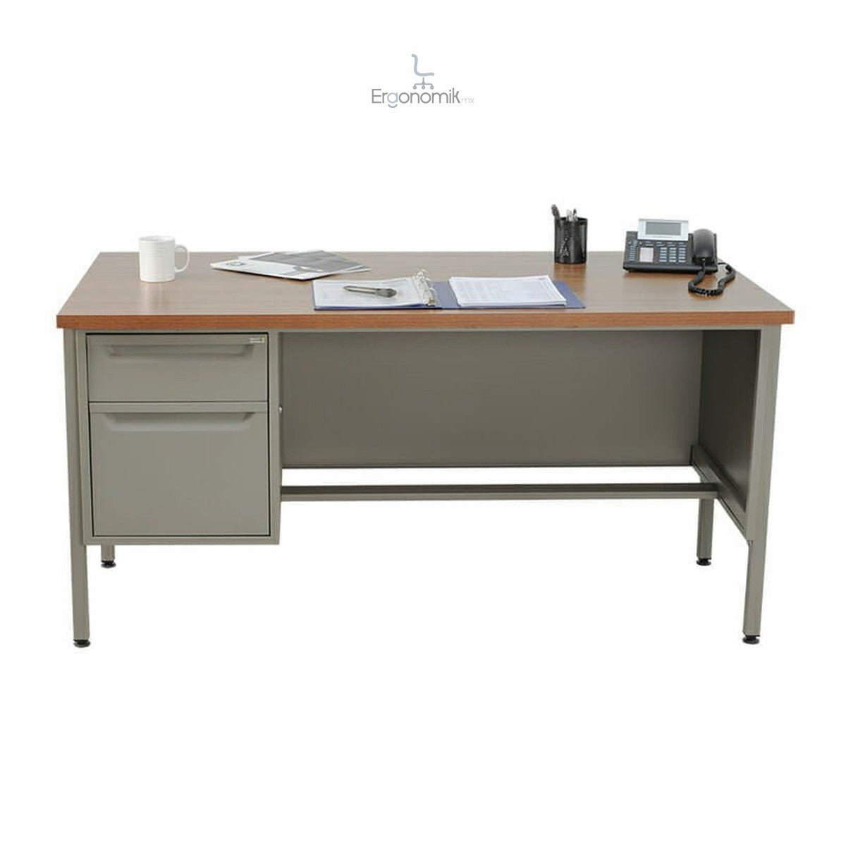 Escritorio Metálico Nova 152cm con pedestal izquierdo - Ergonomik escritorio OFIK