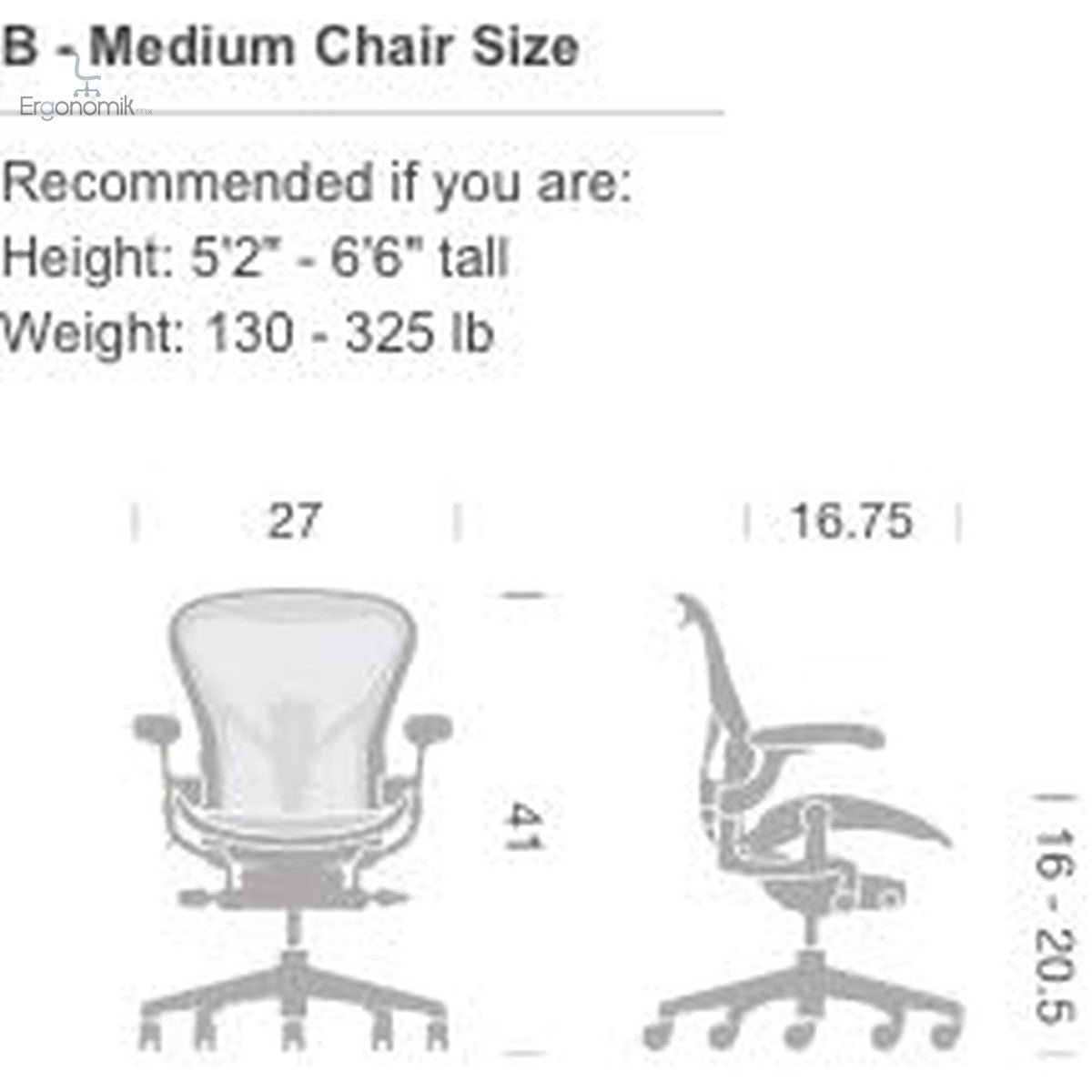 Herman Miller Aeron Chair Talla B, Graphite - Ergonomik Ergonomik
