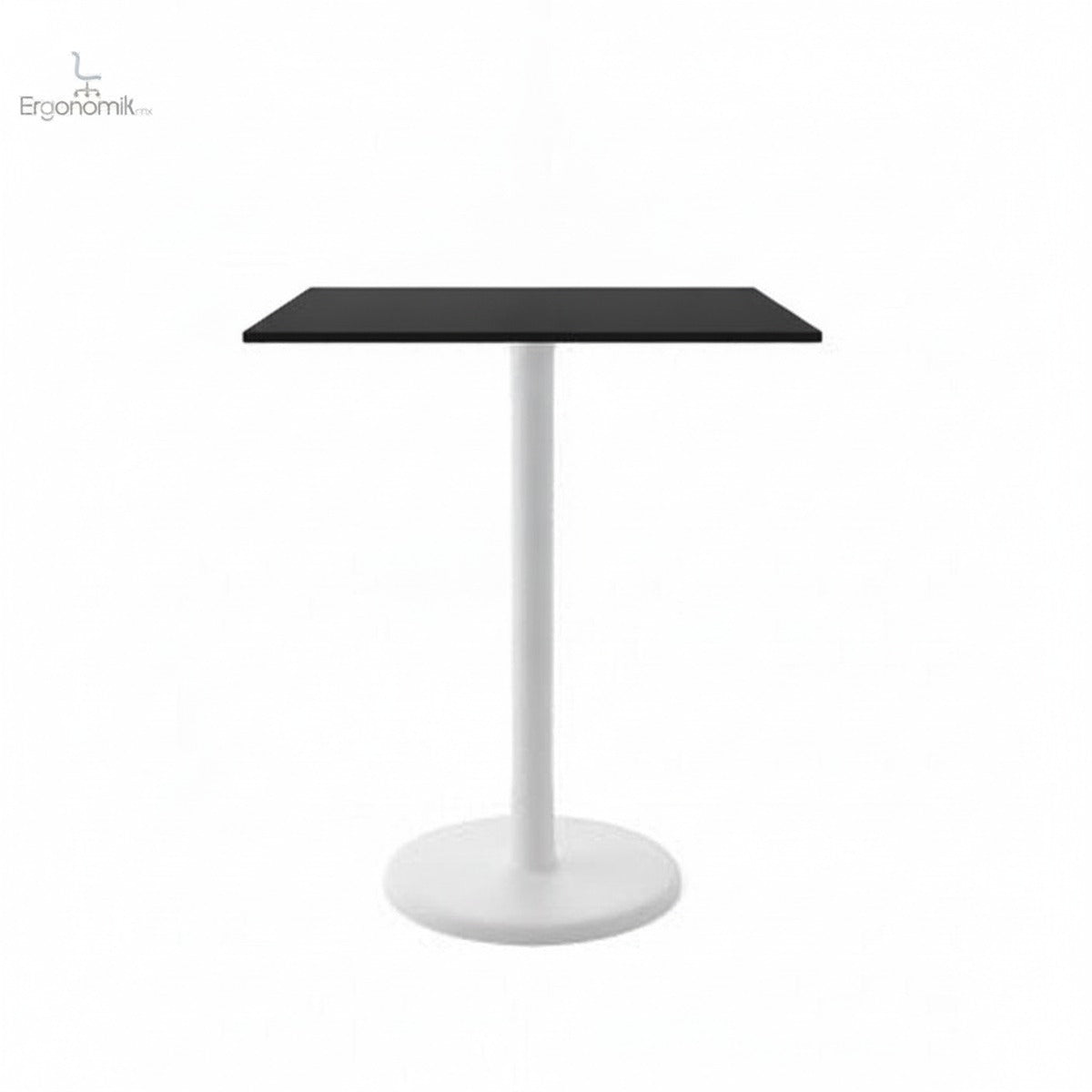 Mesa Stato Cuadrada cubierta negro base blanco 74cm - Ergonomik