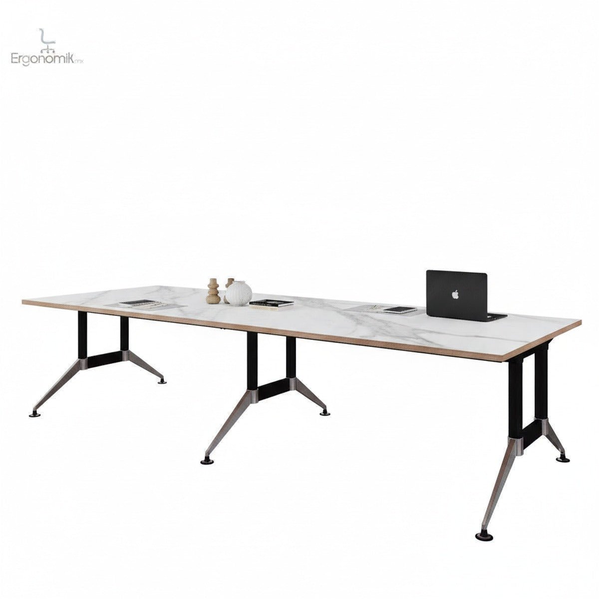Mesa de Consejo Tech B Chrome Rectangular 3.60 x 1.20 m - Ergonomik mesa de juntas Office Class