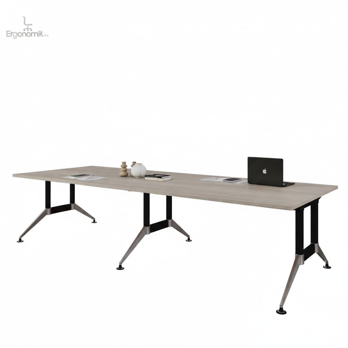 Mesa de Consejo Tech B Chrome Rectangular 3.60 x 1.20 m - Ergonomik mesa de juntas Office Class
