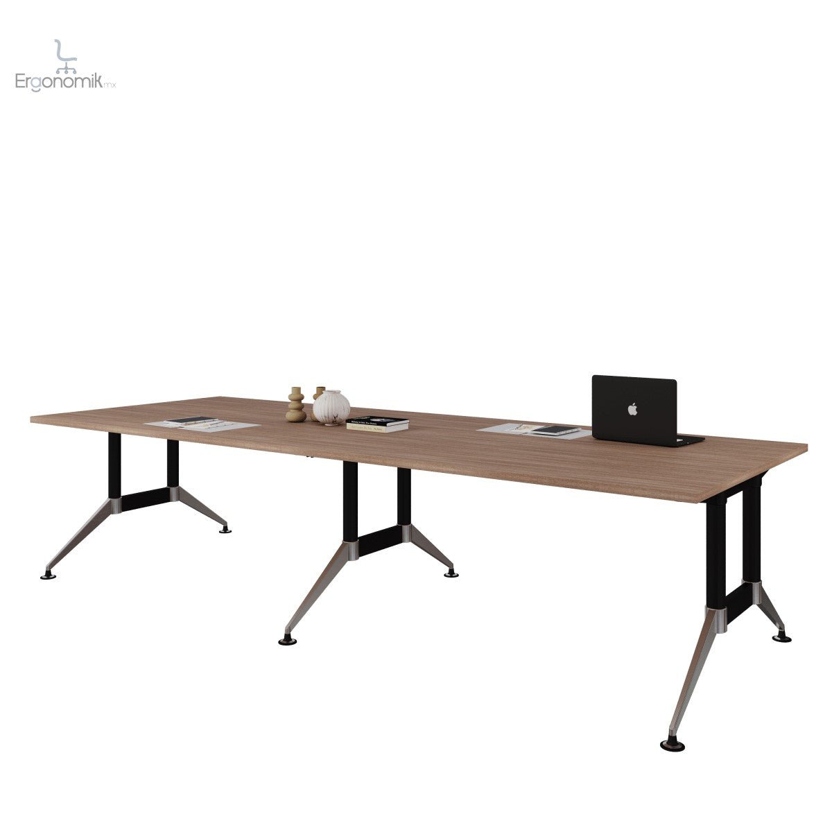 Mesa de Consejo Tech B Chrome Rectangular 3.60 x 1.20 m - Ergonomik escritorio Office Class