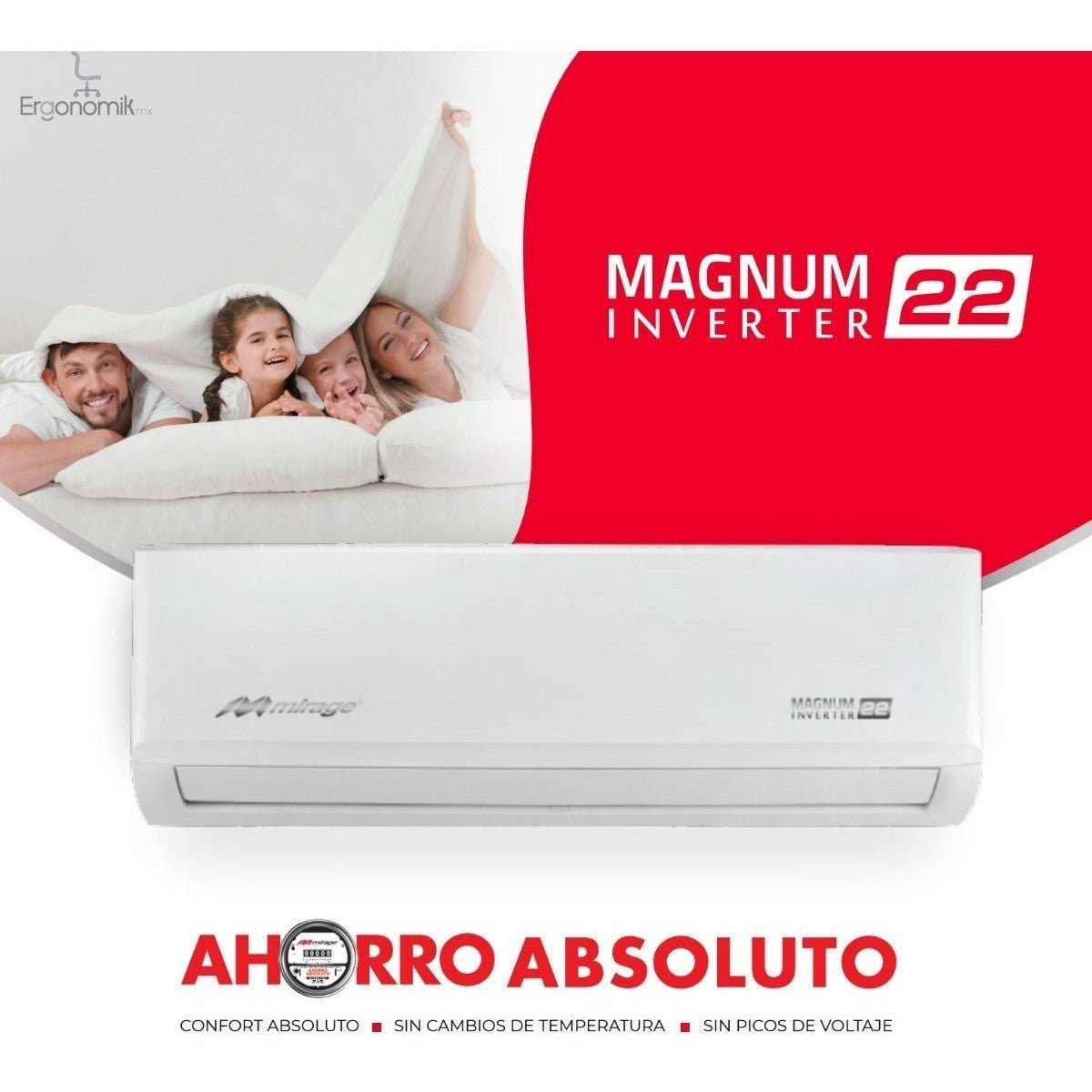 Minisplit Inverter Magnum 22 1.5 Ton 220V Frío/Calor - Ergonomik Minisplit Mirage