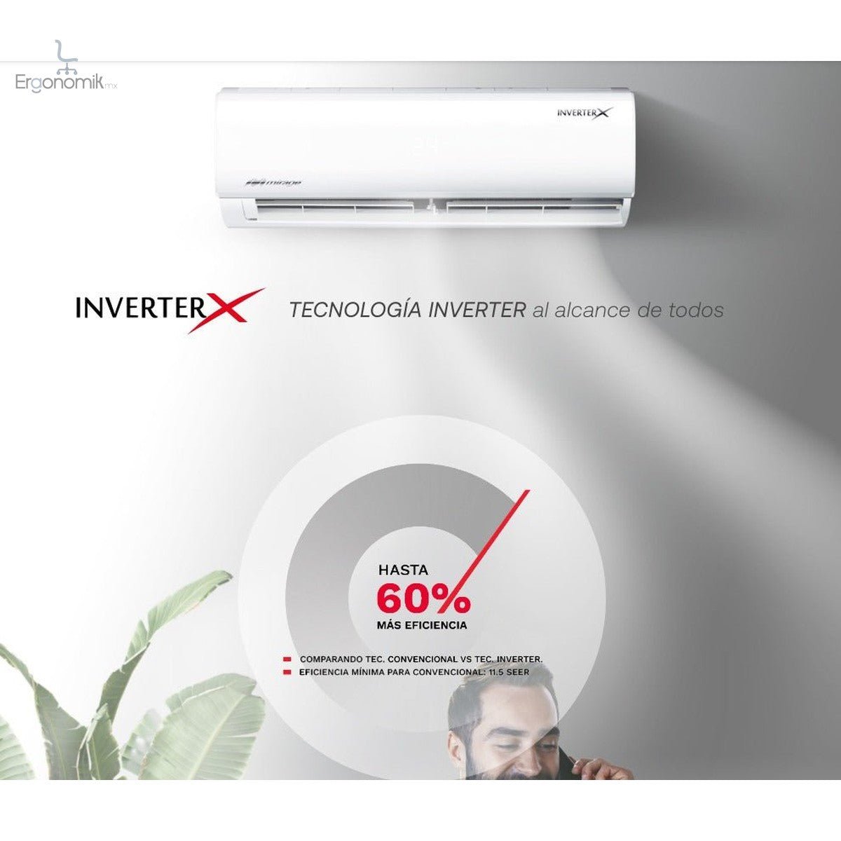 Minisplit Inverter X 1 Ton 110V Frío/Calor - Ergonomik Minisplit Mirage