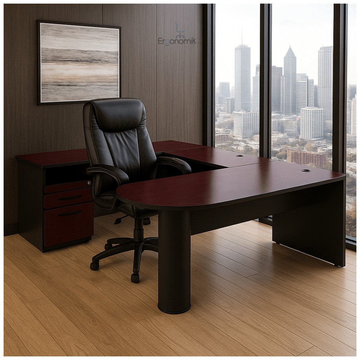 Módulo Semi-Ejecutivo Trot cherry/negro - Ergonomik escritorio OFIK