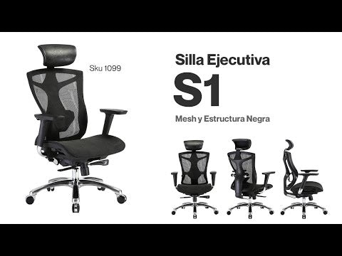 Base resistente con ruedas de la Silla S1 Mesh Negro