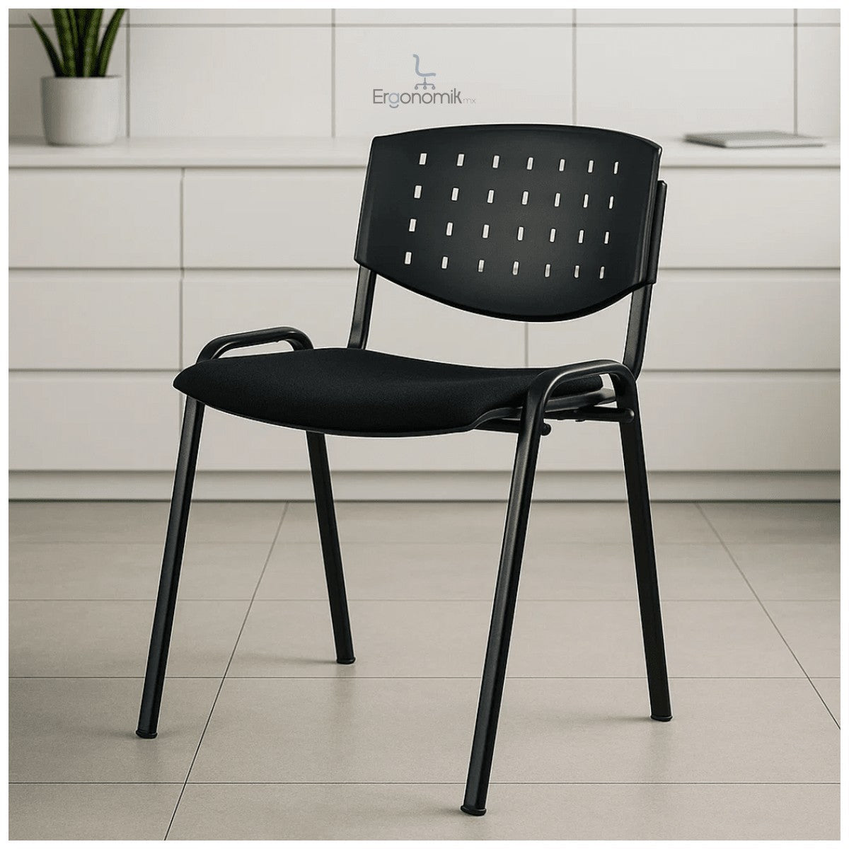 Silla de Visita Brecia en Tela y Respaldo de Plástico Perforado - Ergonomik silla OFIK