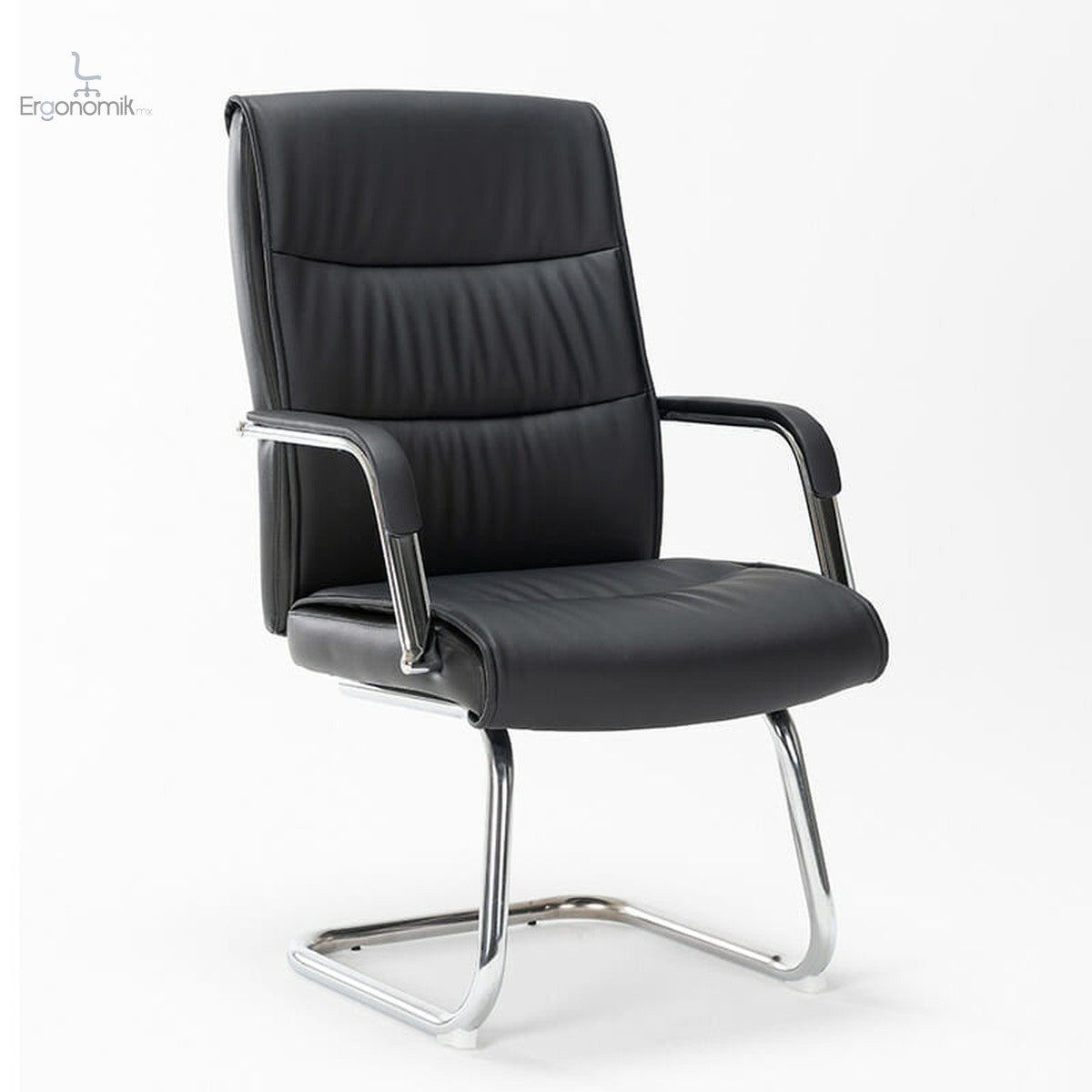 Silla De Visita Magnus Vinipiel Color Negro Base Cromada | Muebles ergonómicos en México | Ergonomik
