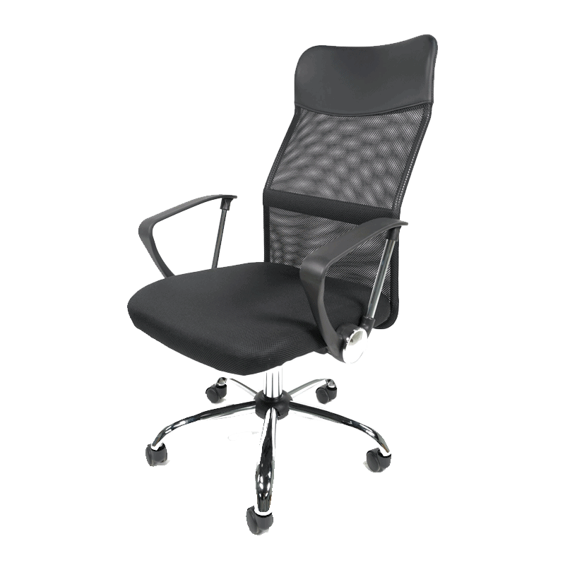 Silla Ejecutiva E103 Mesh y Tela Color Negro Base Cromada vista frontal