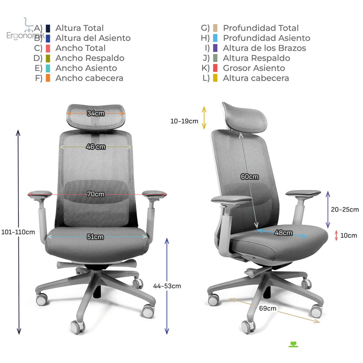 Silla Ejecutiva Eco - Ergonomik silla semi ejecutiva MEM
