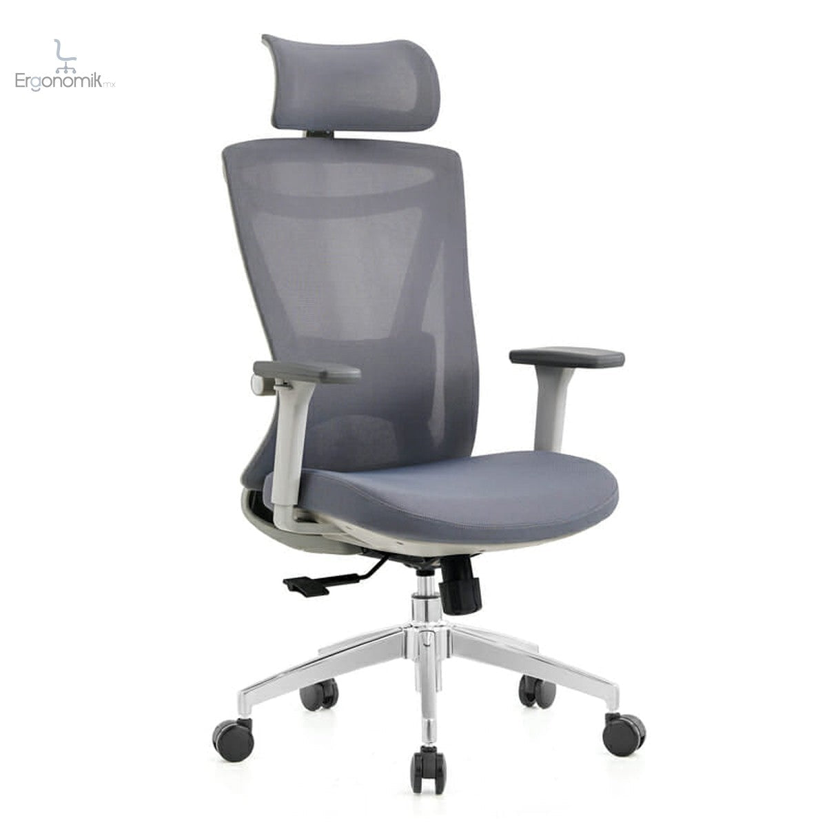 Silla Ejecutiva H8 Mesh Y Tela Gris Base Cromada - Ergonomik silla ergonomica OFIK