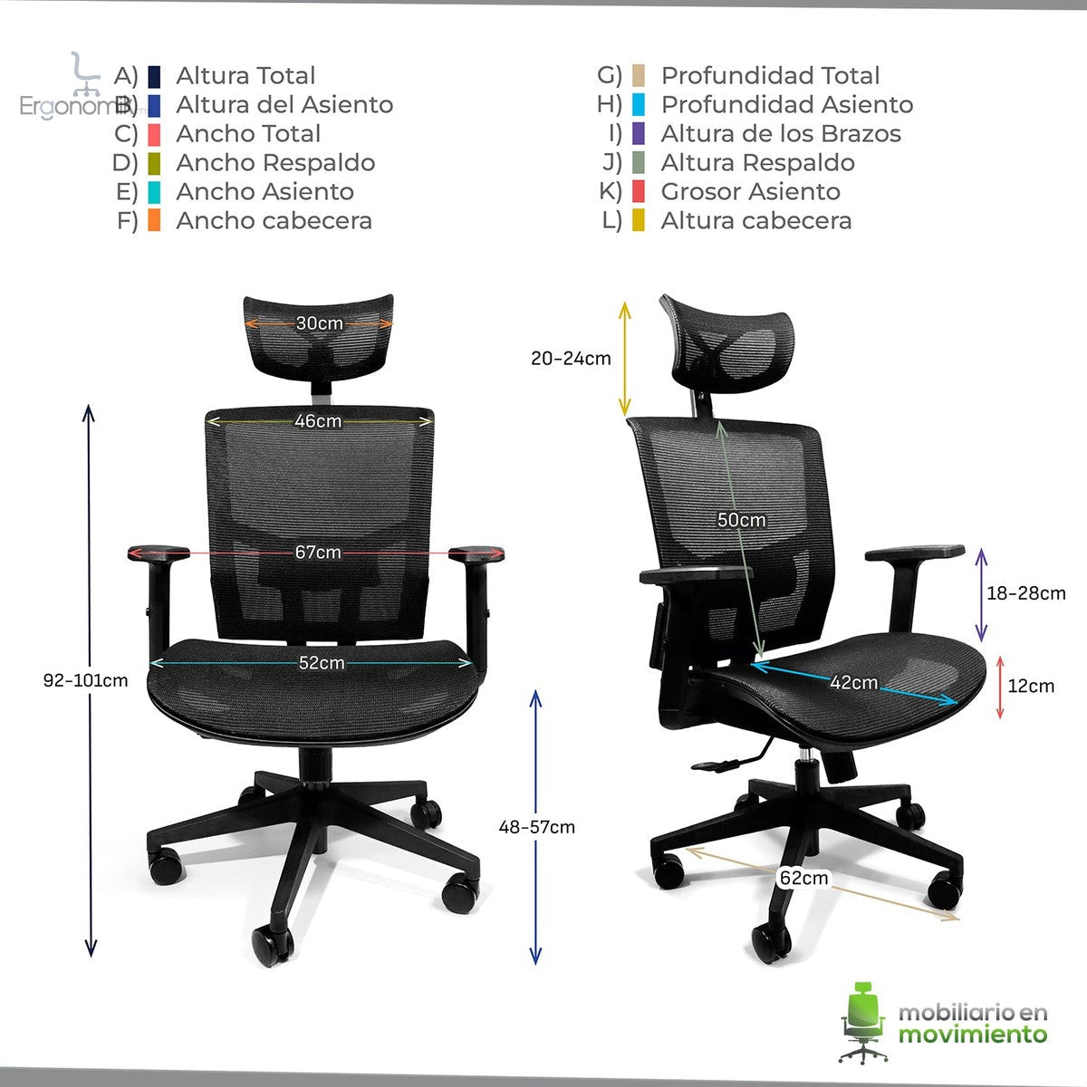 Silla Ejecutiva Habana Mesh - Ergonomik silla ejecutiva MEM