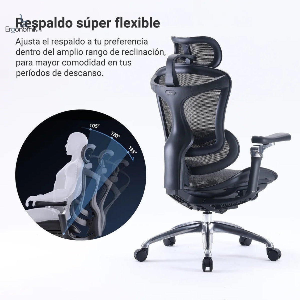 Silla Ejecutiva Multifunciónal S3 Mesh Blanco - Ergonomik silla ejecutiva Ergonomik