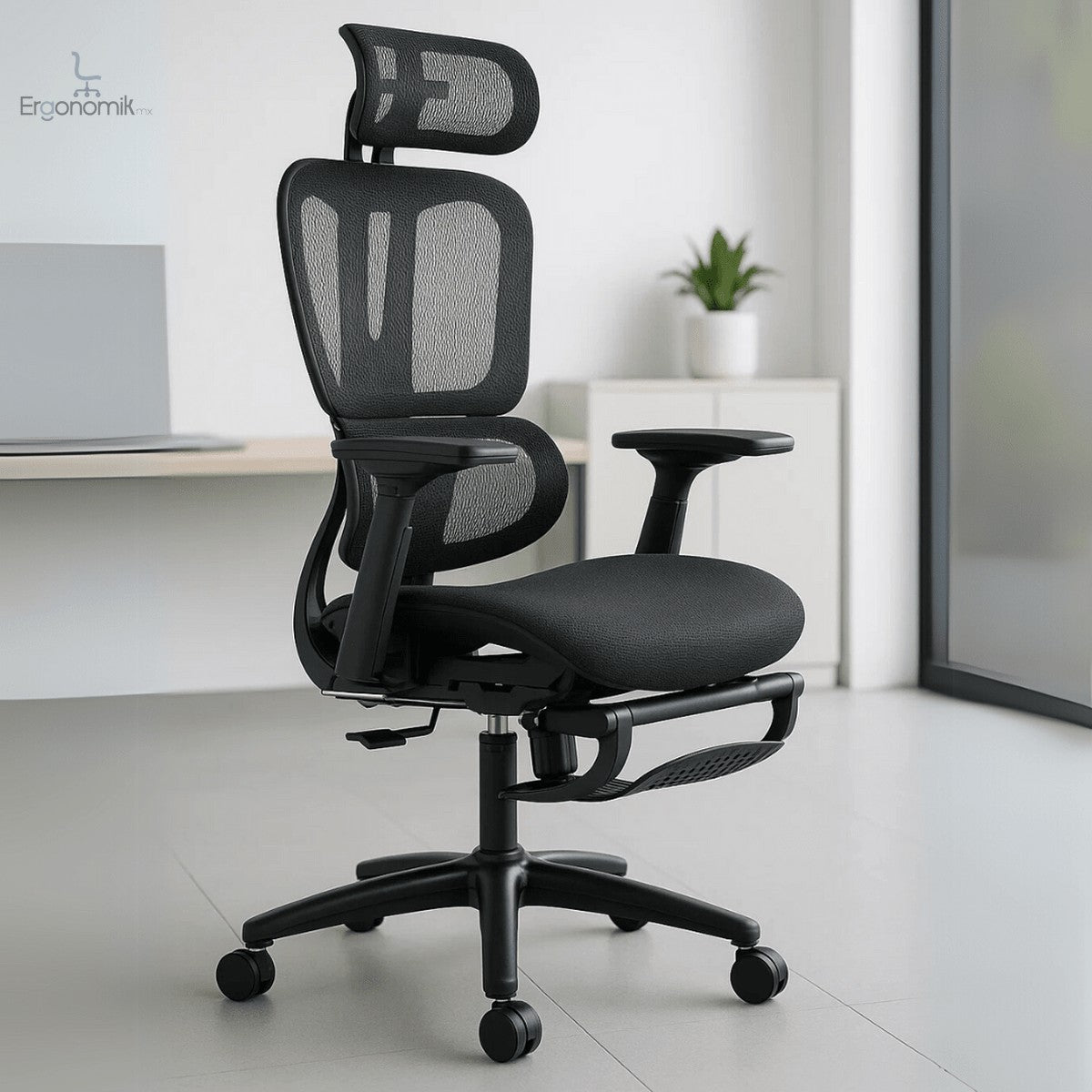 Silla Ejecutiva Nexus en Mesh con descansa Pies Negro - Ergonomik silla ergonomica OFIK