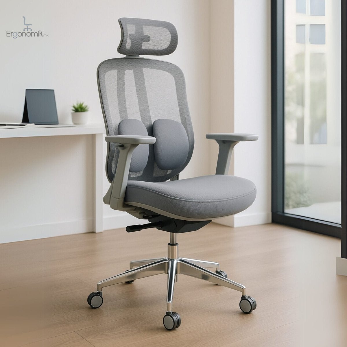 Silla Ejecutiva Organic Mesh Y Tela Gris Base Cromada - Ergonomik silla ergonomica OFIK