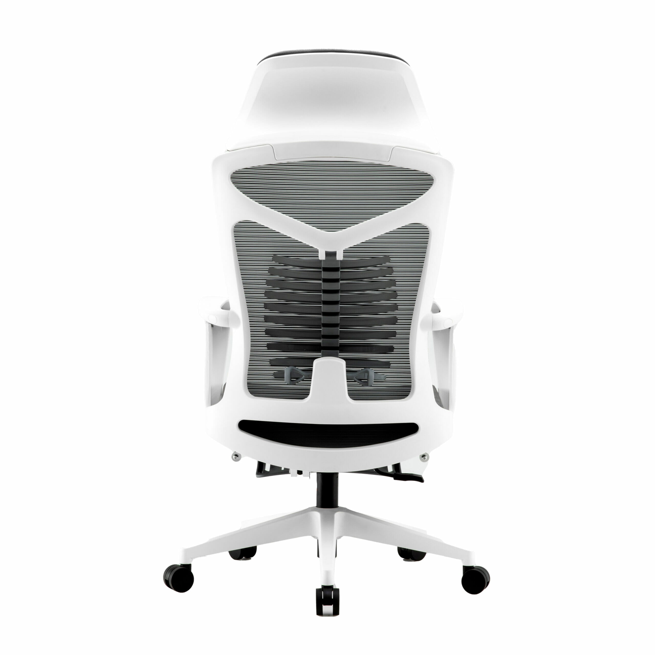 Detalle de los brazos y estructura blanca/gris