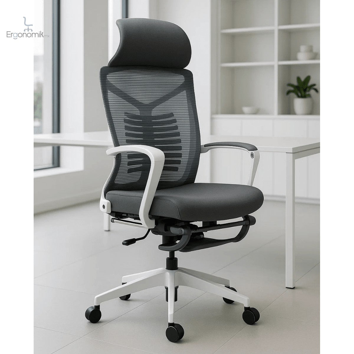 Silla Ejecutiva S81 Con Descansa Pies Color Blanco/Gris - Ergonomik silla ergonomica OFIK