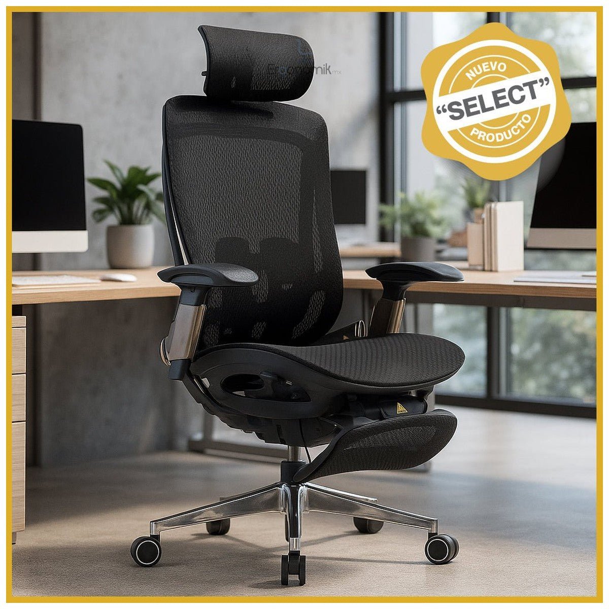 Silla Ejecutiva TH06 Mesh Negro y Descansapiés - Ergonomik silla ejecutiva OFIK