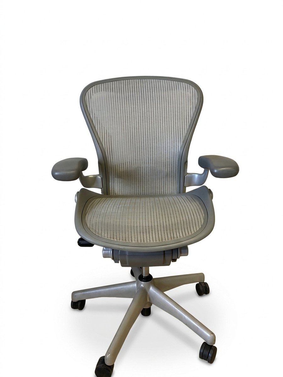 Silla Herman Miller Aeron Classic Gris Talla B con Bloqueo - Ergonomik Silla de Oficina Herman Miller