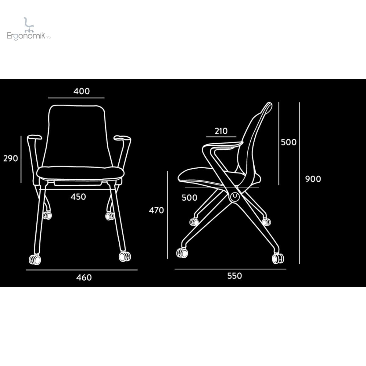 Silla Operativa Ara - 2 piezas - Ergonomik silla visita OFFIHO