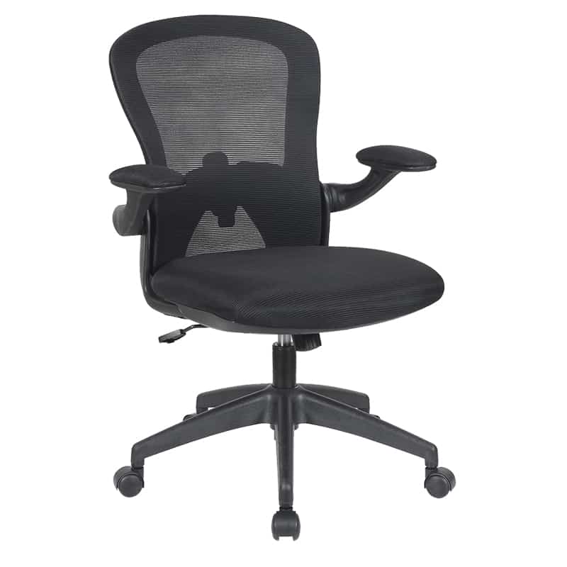 Silla Operativa Mesh y Tela Color Negro Base Cromada vista frontal