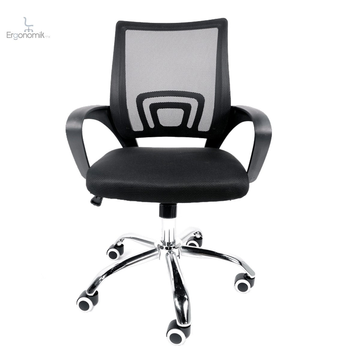 Silla Operativa Mesh Y Tela Color Negro Base Cromada - Ergonomik silla de oficina Ofik
