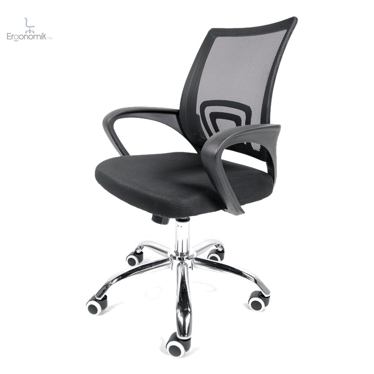 Silla Operativa Mesh Y Tela Color Negro Base Cromada - Ergonomik silla de oficina Ofik