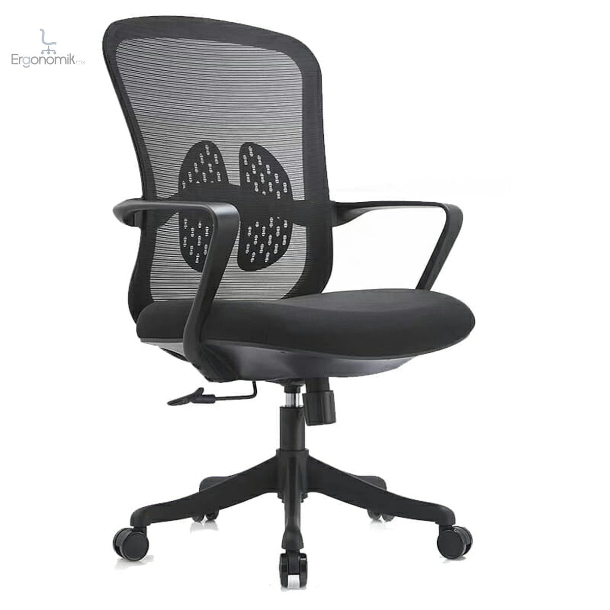 Silla Operativa Organic Mesh Y Tela Negra Estructura Negra - Ergonomik silla de oficina Ofik