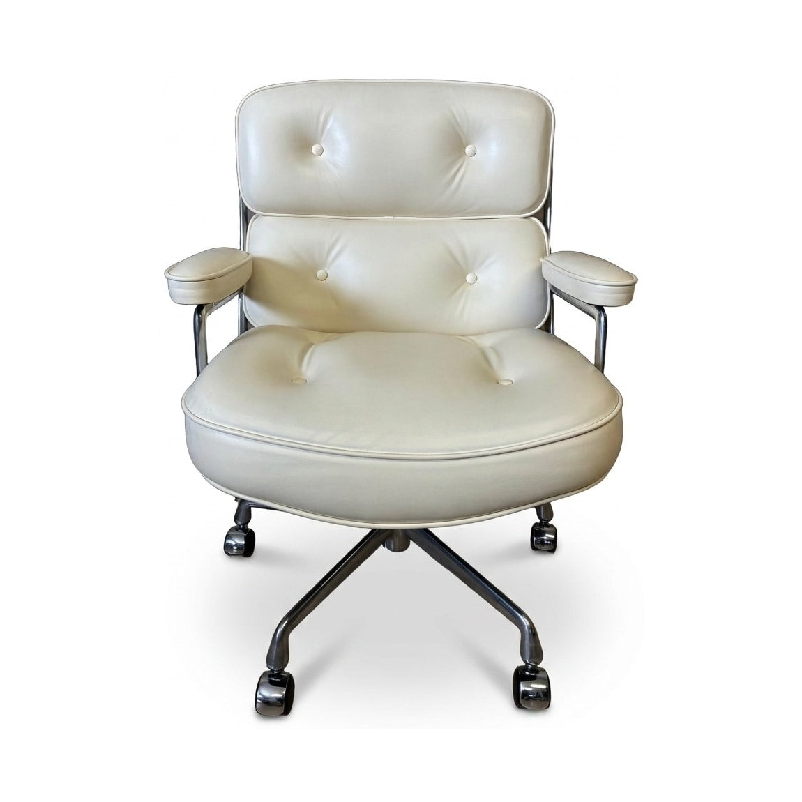 Sillón Eames Baja Herman Miller de Piel Marfil - Preowned