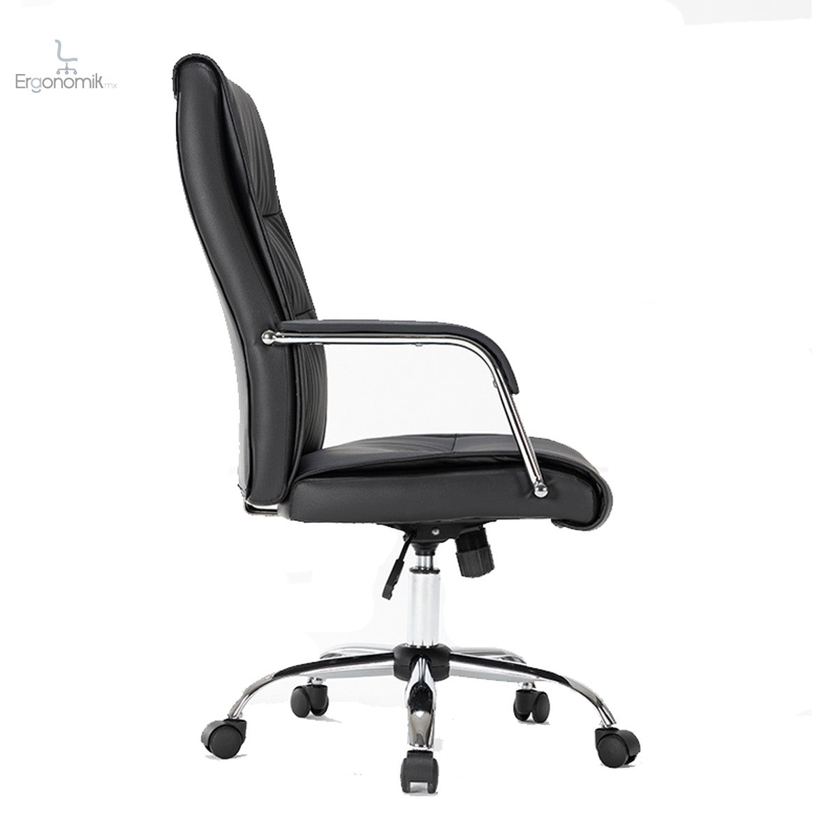 Sillón Ejecutivo Magnus Piel Color Negro Base Cromada | Muebles ergonómicos en México | Ergonomik