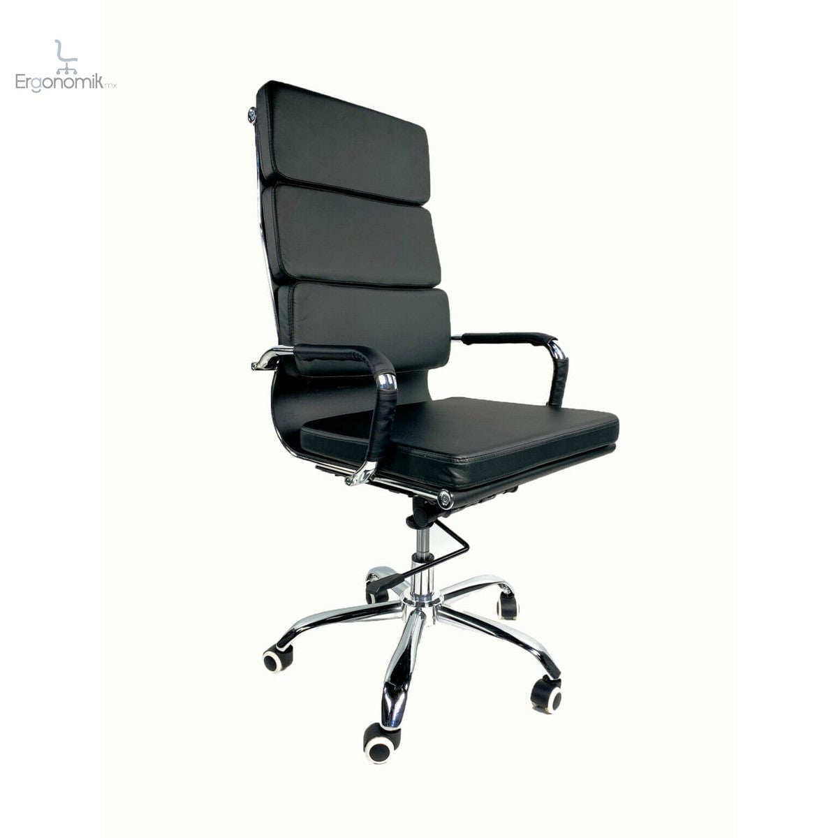 Sillón Ejecutivo Vista Plus Vinipiel Negro Base Cromada (3624) | Muebles ergonómicos en México | Ergonomik