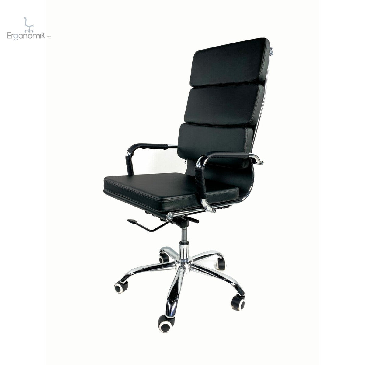 Sillón Ejecutivo Vista Plus Vinipiel Negro Base Cromada (3624) | Muebles ergonómicos en México | Ergonomik