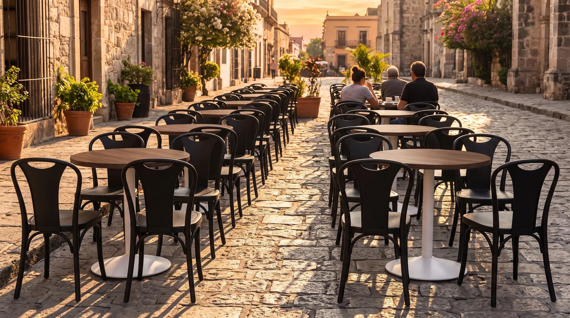 Terraza llena.